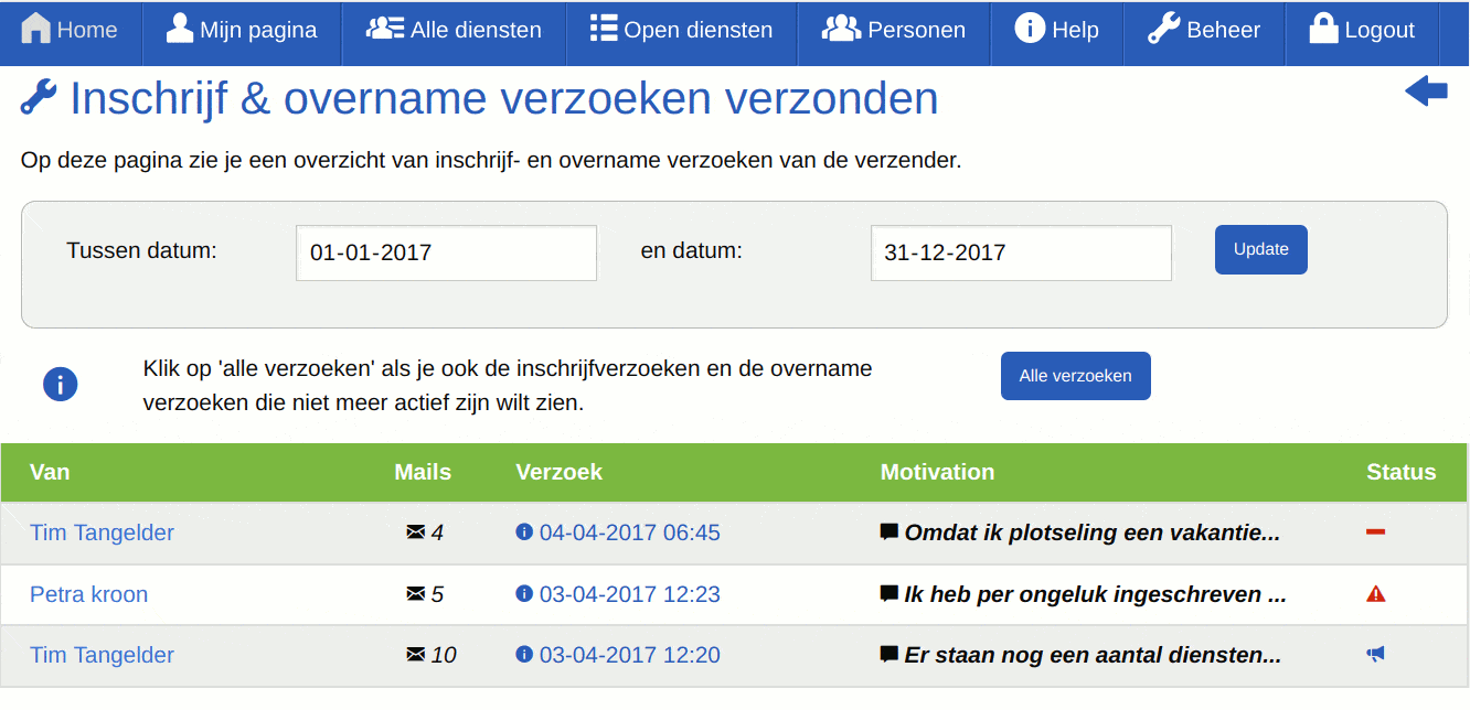 Screenshot - beheerder - Inschrijf- en overnameverzoeken verzonden
