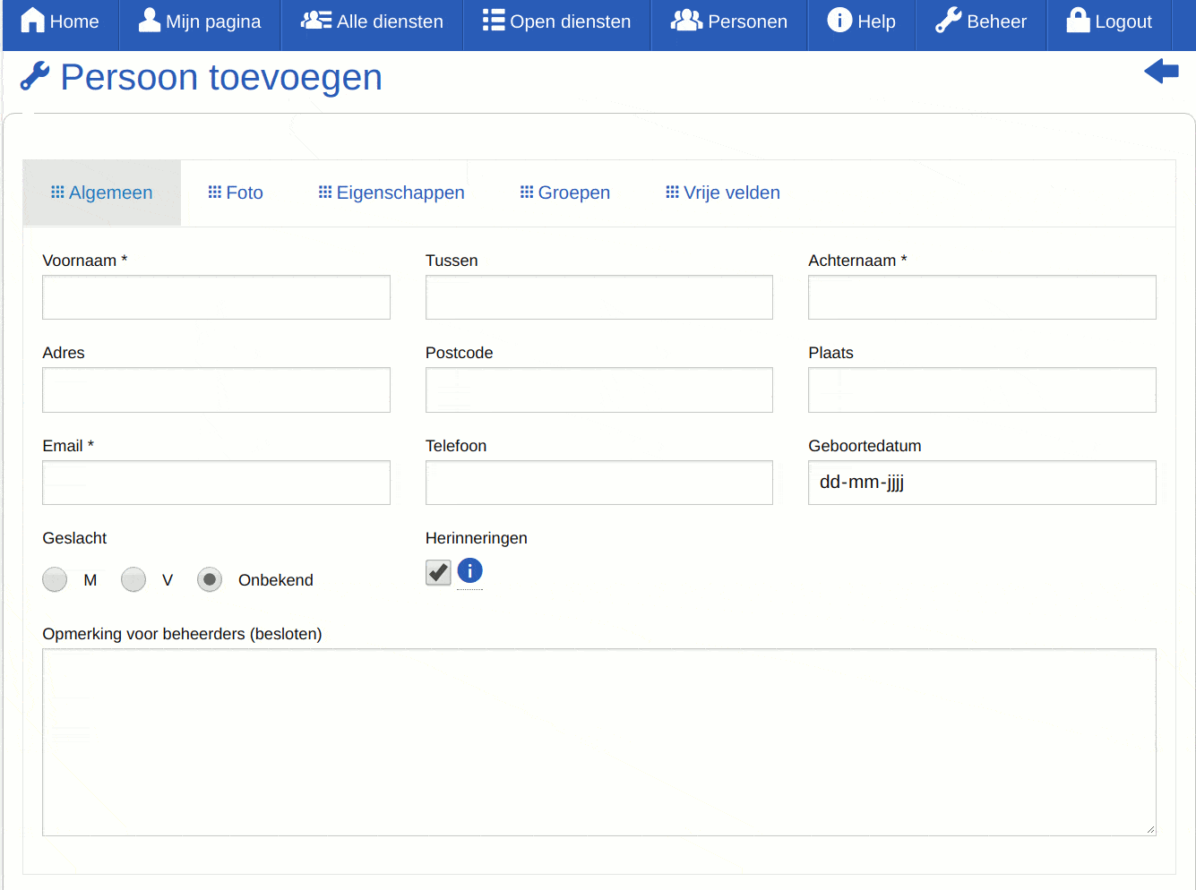 Screenshot - beheerder - Persoon toevoegen