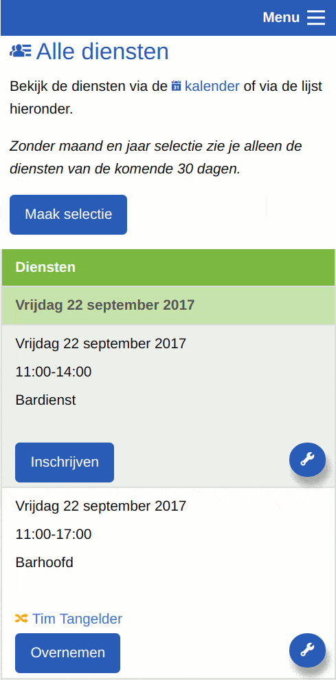 Screenshot - Alle diensten